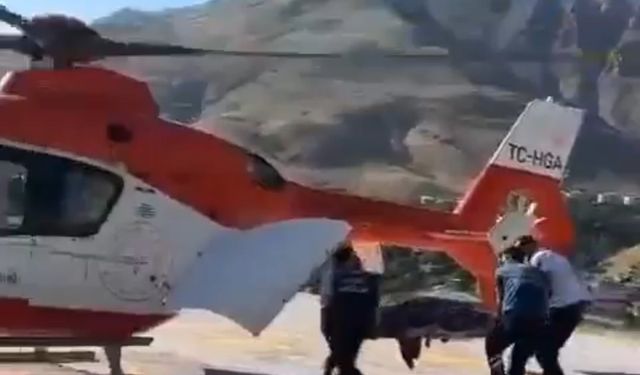 84 yaşındaki hasta için helikopter havalandı