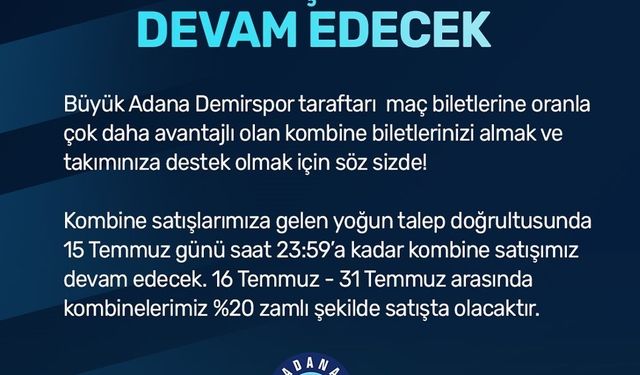 Adana Demirspor, 2024-2025 sezonu kombine satışını uzattı