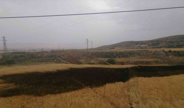 Amasya’da ekili araziye yıldırım düşmesi sonucu yangın çıktı
