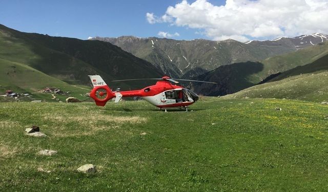 Ambulans helikopterin yayla mesaisi yaz mevsimi ile başladı