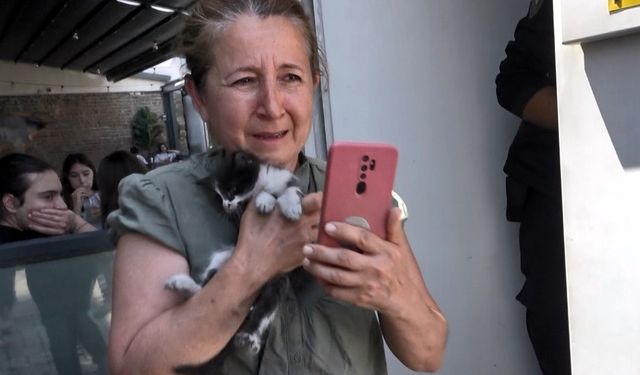 ATM’de mahsur kalan yavru kedi hayvanseverleri korkuttu