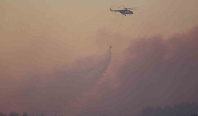 Çanakkale’de 14 saattir kontrol altına alınamayan orman yangınına havadan müdahale başladı