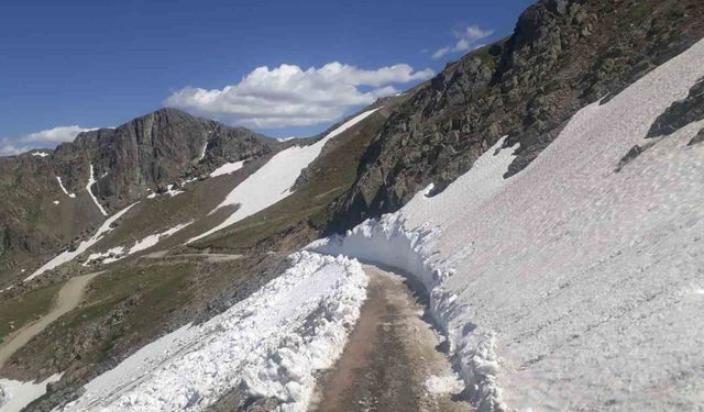 Haziran ayında yaylalarda karlı yollar açılmaya devam ediyor