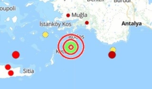 Marmaris açıklarında 4.7 büyüklüğünde deprem