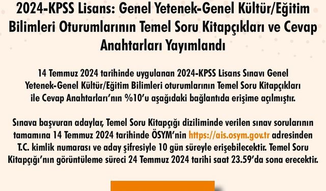 2024 KPSS soru ve cevap anahtarı yayımlandı