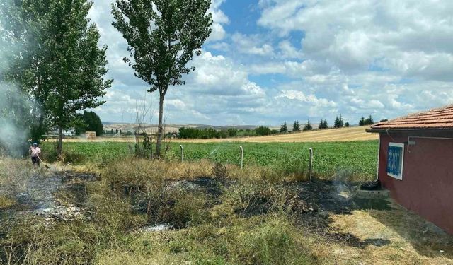 Boş arsada çıkan yangın korkuttu