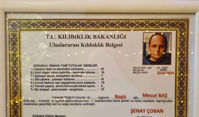 Damada ‘uluslararası kılıbıklık belgesi’