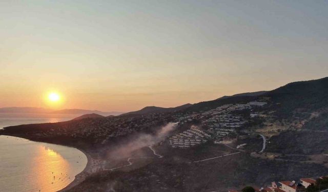 İzmir’deki orman yangını havadan görüntülendi