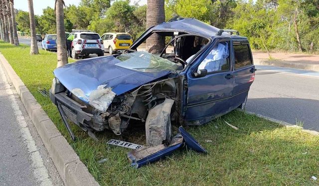 Palmiyeye çarpan araç sürücüsü hayatını kaybetti