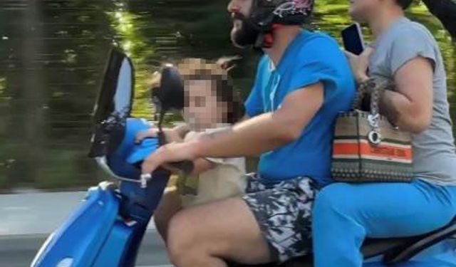 Sarıyer’de motosikletlinin tehlikeli yolculuğu kamerada: Emzikli çocuğu ayakta taşıdı