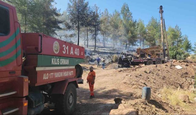 Sondaj aracında başlayan yangın ormana sıçradı