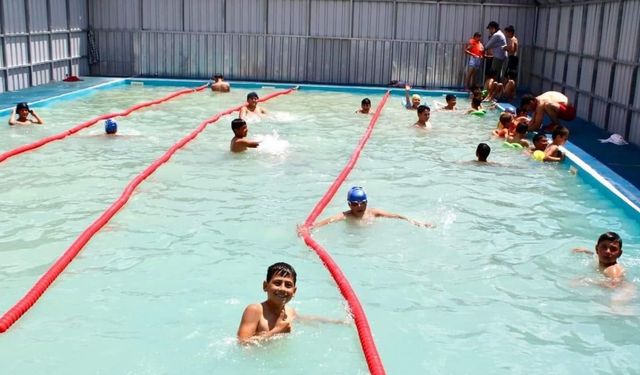 Sultanhanı’nda çocukların yüzme havuzu hayali gerçek oldu