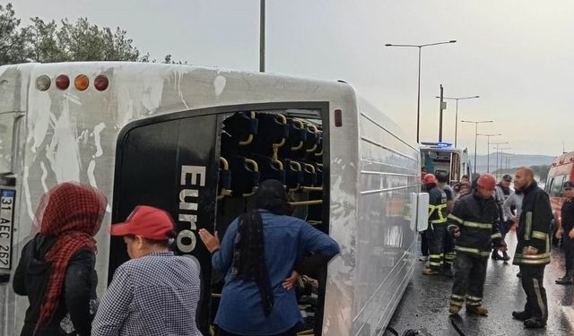 Tarım işçilerini taşıyan otobüs devrildi: 12 yaralı