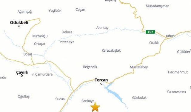 Tercan’da 3.1 büyüklüğünde deprem