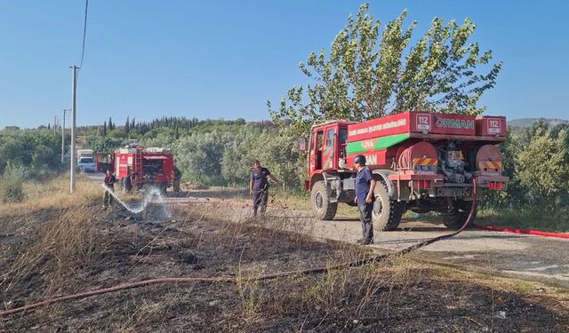 Bursa'da çıkan yangın ormanlık alana sıçramadan söndürüldü