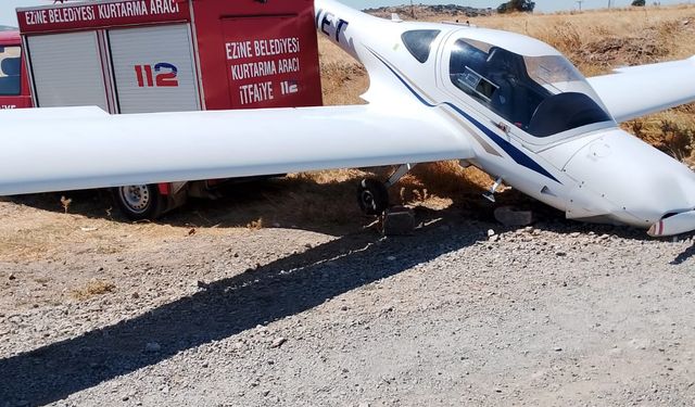 Çanakkale'de eğitim uçağı tarlaya acil iniş yaptı