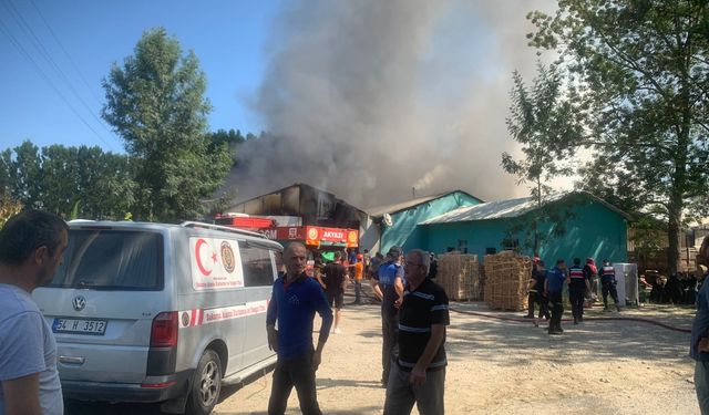 Sakarya'da ahşap askı atölyesi yangında kullanılamaz hale geldi