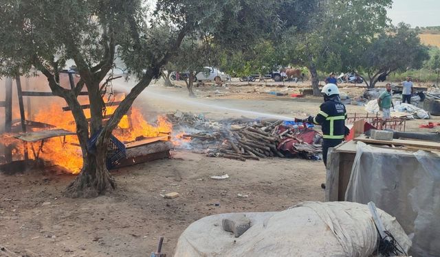 Tekirdağ'da barakada çıkan yangın söndürüldü