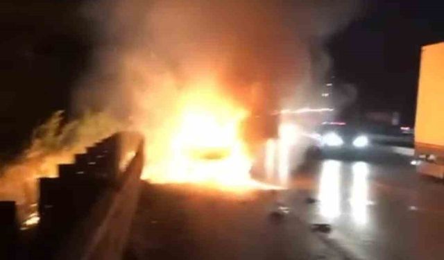 Arıza yapan araç bomba gibi patladı