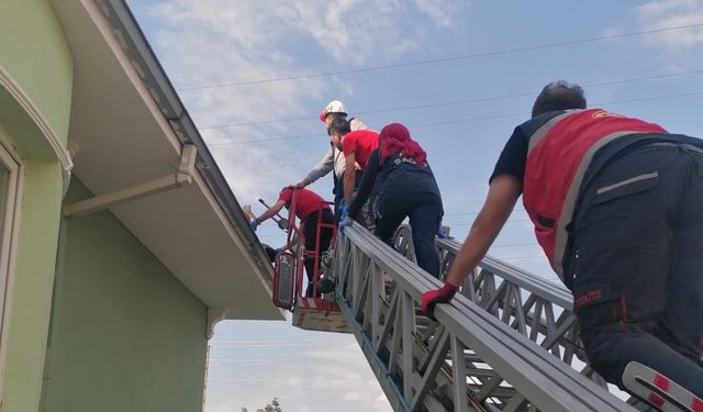 Çatıda boya yaparken elektrik akımına kapıldı