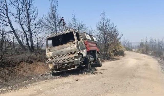 Eceabat’taki orman yangınında bir arazöz yandı