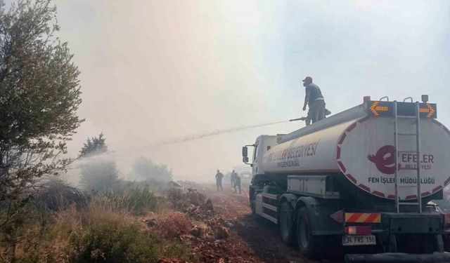 Efeler’in ekipleri yangınları söndürmek için çalışıyor