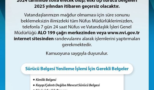 Eski tip sürücü belgesi uyarısı: Son tarih 31 Aralık