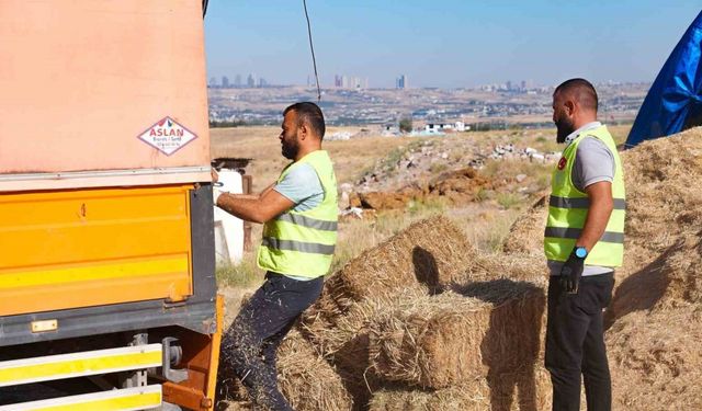 Gölbaşı Belediyesi’nden çiftçiye bin adet saman balyası