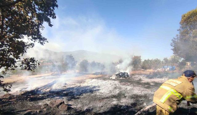 Havran’da traktör römorkunda başlayan yangın makilik alana sıçradı