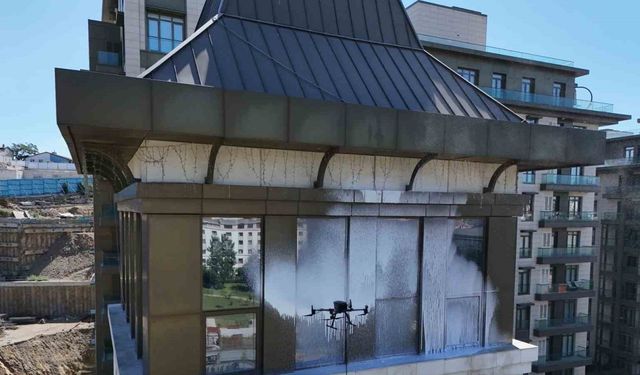 İstanbul’da dron ile dış cephe temizliği