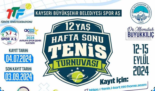 Spor A.Ş. ev sahipliğinde düzenlenecek TTF 12 Yaş Hafta Sonu Tenis Turnuvası’na kayıtlar sürüyor