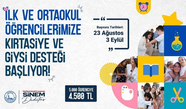 Üsküdar’da ilk ve orta öğretim öğrencilerine kırtasiye ve giyim desteği başlıyor