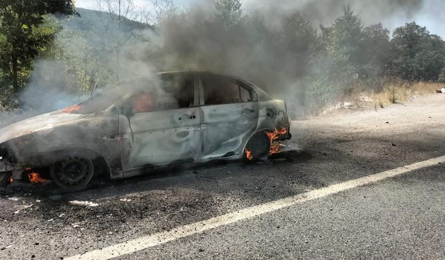 Balıkesir'de otomobilde başlayıp ormana sıçrayan yangın söndürüldü