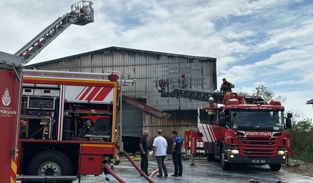 Çatalca'da fabrikada çıkan yangına müdahale ediliyor