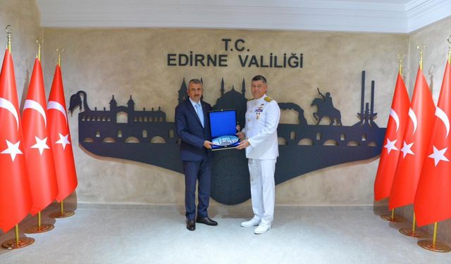 Edirne Valisi Sezer, Tuğamiral Serkan Tezel'i kabul etti