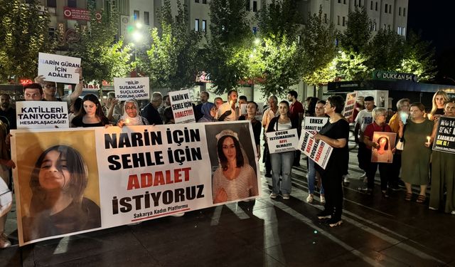 Sakarya'da kadın platformu üyeleri, Narin Güran'ın öldürülmesini protesto etti