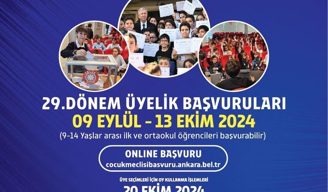 Ankara Büyükşehir Belediyesi Çocuk Meclisi 29. Dönem üyelik başvuruları başlıyor