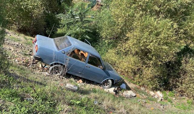 Dereye uçan otomobilden burnu bile kanamadan çıktı