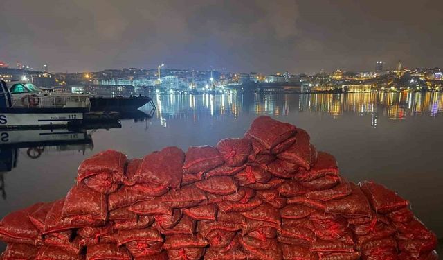 Eminönü’nde 3 ton kaçak midye ele geçirildi