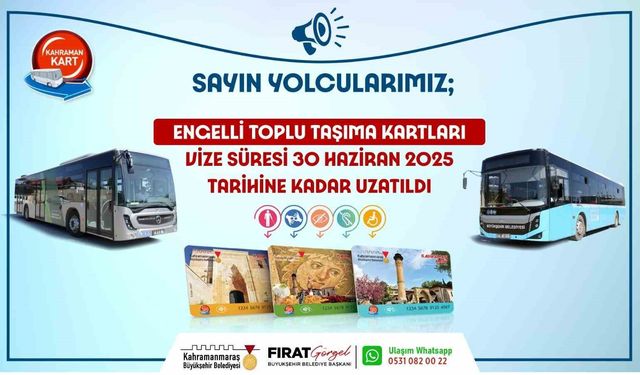 Engelli toplu taşıma kartlarının vizesi uzatıldı