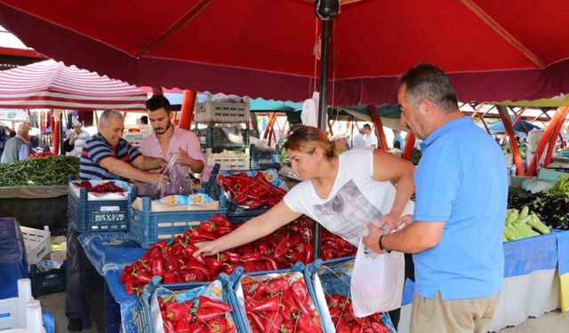 Erzincan’da salçalık domates ve biberler tezgahlarda