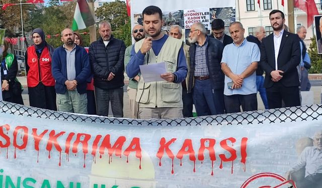 Tekirdağ'da İsrail'in Gazze'ye yönelik saldırıları protesto edildi