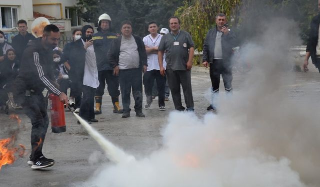 Amasya’da hastanedeki tatbikat gerçeğini aratmadı