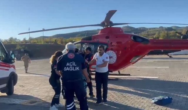 Dağda düşerek ayağı kırılan kadın, hava ambulansı ile hastaneye kaldırıldı