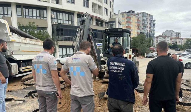 Sinop’ta ana isale hattındaki arıza gideriliyor