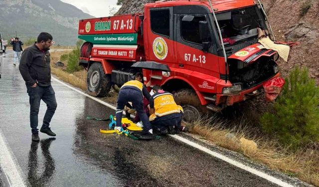 Yangın arazözü yoldan çıktı : 3 yaralı