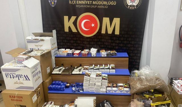 Edirne'de kaçak tütün ve sigara operasyonunda 7 zanlı yakalandı