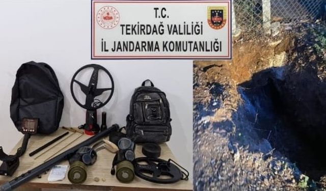 Tekirdağ’da kaçak kazıya baskın: Dedektör, boşluk bulma cihazı ve gaz maskeleri ele geçirildi