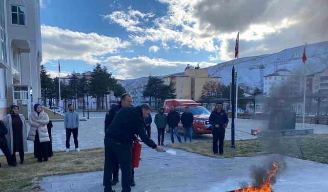 Darende’de yangın söndürme tatbikatı