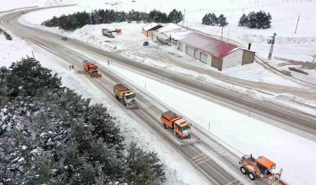 Erzincan güne kar yağışıyla uyandı